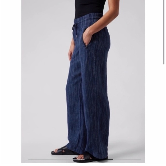 Athleta Blue Wide Leg Pants - Picture 2 of 9